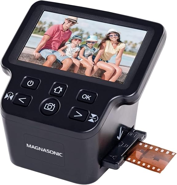 Magnasonic All-In-One 24MP Film Scanner with Large 5" Display & HDMI, Converts 35mm/126/110/Super 8 Film & 135/126/110 Slides into Digital Photos, Built-in Memory (FS71) - 1