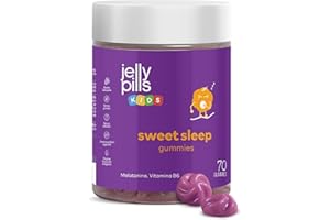 Jelly Pills 70 Melatonina Gummies e vitamina B6 Bambini - Senza zuccheri aggiunti - 0.5 mg dose giornaliera di melatonina per un buon sonno notturno - Gusto di frutti di bosco 10 settimane
