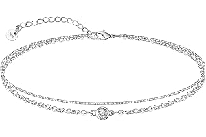 CHIC & ARTSY Damen Fußkettchen Armband 925 Sterling Silber Kette Strand Sandale Barfuß verstellbares Geschenkbox