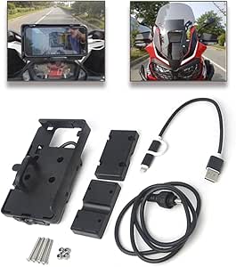 Motorrad-Halterung für Handy, Smartphone, GPS-Gerät, mit fixem Bügel und USB-Ladevorrichtung für Honda Africa Twin CRF1000L, BMW F700 800 GS R 1200 GS ADV