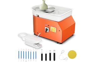 Kotsy Töpferscheibe, 350W Elektrische Töpferscheibe mit 25cm Plattenteller,Pottery Wheel fürmit 14 Töpferwerkzeugen,Keramik Rad Maschine für DIY,Töpferanfänger,Töpferstudio (Orange)