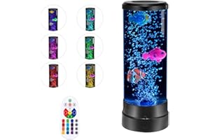 MERSYN Bubble Fish Lamp, Bubble Lamp, 12 inch USB Lava Lamp with Remote Control, Aquarium Night Lights, Color Changing LED Mood Light for Home Decoration, Office Relax, Giving Gifts (Battery not Included)