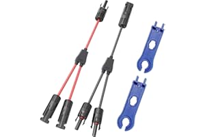 ELEKIN Solarkabel 6mm2 Y-Verteiler, Y-Stecker Solarpanel IP67 mit 2 Schraubenschlüssel, 1Y2 Solarpanel Kabelstecker Male Female MMF und FFM, für Parallel-Photovoltaik-Anschluss(1 Paar, 1 Rot + 1 Schwarz)