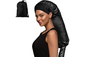 Bonnet Hood Hair Dryer, MSDADA Adjustable Hair Steamer, Portable Hair Dryer, Drying Cap, Net Plopping Cap for Women Long Curly Hair(Black)