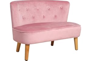 PWTJ Kids Sofa & Couch, Soft Velvet Upholstered, Stylish Green for Children's Room Decor, Perfect for Small Spaces - Play Couch for Toddlers 1-3 (Pink)