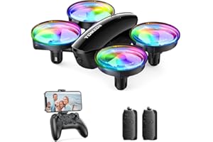 ‎TOMZON Mini Drohne mit Kamera HD 1080P für Kinder Anfänger Tomzon RC Quadrocopter mit Bunte LED-Licht, Lange Flugzeit, 360° Propellerschutz/Werfen Go/3D Flip, Helikopt ferngesteuert