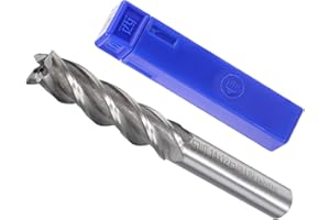 CoCud 4-Flute Spiral End Mill Bits, 14mm Diameter 53mm Length, High Speed Steel Straight Milling Cutter with Storage Case- (Applications: for Plywood Hardwood Plastic),