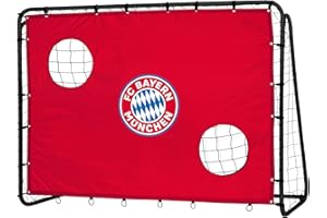 ‎FC BAYERN MÜNCHEN FC Bayern München Fußballtor mit Torwand - Robustes Fußballtor für den Garten mit Abnehmbarer Torwand, Zwei verstärkten Schusslöchern und Easy Clip Montage