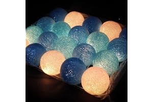 NIWWIN 3M 20 LED luminosi palline di cotone luci stringa festa di natale camera da letto luci per tende compleanno halloween illuminazione di nozze baby room regalo romantico arredamento (Blu)