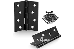 JatilEr 4 Stück Scharniere Klappbar 100mm × 70mm, Scharnier Schwarz Edelstahl Schanier Klein Schaniere Scharnierband mit 32 Stück Schrauben, Leicht Türscharnier für Türen Fenster Schränke