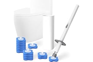SYFUNLV Brosse Toilette jetable Brosse Nettoyage Salle de Bain Brosse de Toilette 3 en 1 avec têtes de Recharge jetables 14 pièces pour Toilette Salle de Bain WC, Accessoires Tête de Brosse carrée