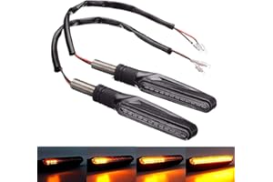 GDICONIC 4PCS 12V Motorcycle Turn Signal Indicators Lights Universal Flowing Flashing Motorbike Turning Indicators Waterproof 12 LEDS Bulbs 10mm bolt fitting