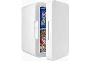 SHTALHST Mini Fridge, 𝟔𝗟 / 𝟴 𝗖𝗮𝗻, 𝟎℃~𝟔𝟔℃, Small Fridge for 𝐁𝐞𝐝𝐫𝐨𝐨𝐦𝐬/𝐂𝐚𝐫𝐬/𝐎𝐟𝐟𝐢𝐜𝐞𝐬, 𝐂𝐨𝐨𝐥𝐞𝐫 𝐚𝐧𝐝 𝐇𝐞𝐚𝐭𝐞𝐫, 𝐀𝐂/𝐃𝐂, Drinks, Makeup, Skincare, Food, Drug, White