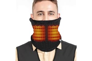 DUKUSEEK Heated Winter Neck Gaiter, Electric Heating Neck Warmer for Skiing, Rechargeable Neck Face Scarf, Fleece Gaiter Mask for Men Women Winter Outdoors