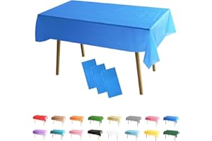 POPOYU 3Pack Dark Blue Table Cloth Party Disposable Tablecloths Table Covers,137x274cm Rectangle Large Plastic Tablecloth Pink Party for Picnic,Baby Shower,Wedding,Birthday,Halloween,Christmas Table Decors
