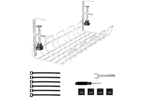 JIANGLIN Kabelmanagement unter dem Schreibtisch Untertisch Kabelkanal Schreibtisch 38cm,Stabiler Tisch Kabelhalter für Kabelordnung,Kabelhalter Kabelwanne Tisch für Schreibtische,Büros und Küchen Weiß