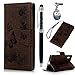 Produktbild Sony Xperia X Compact Hülle,KASOS Sony Xperia X Compact Case Bunt Gemalt Book Type PU Leder +TPU Innere Tasche Brieftasche Etui und Magnetverschluss Ledertasche Schutzhülle Cover Handyhülle,Schmetterling Brauner+ Stöpsel Staubschutz + Eingabestift