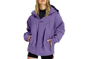 MJGkhiy Giacca Impermeabile Donna Antivento Leggera Giacca a Vento Pioggia Sportivo con Cappuccio Ragazza Giacche Antipioggia Trench Impermeabili Corsa Viaggio Outdoor Trekking Giubbotto