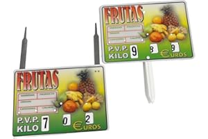 B BALSAT BALSAT Portaprecio fruteria, Portaprecio Frutas, Cartel para frutas, portaprecios de fruteria, pizarra precios Mod. Cubano 12 ud. (Paleta)
