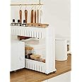 FLIPZON 2 Layer Plastic Space Saving Storage Organizer Slim Rack Shelf with Wheels | Slim Slide Out Kitchen Trolley Rack Holder Storage Organizer for Kitchen, Bathroom (White)