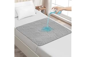 DUJUIKE AlèSes Lavables pour Incontinence avec Ailes, ProtèGe-Matelas ImperméAble, Drap Absorbant RéUtilisable pour Incontinence Et Pipi Au Lit, Dessous AntidéRapant (Gris Clair, 2pcs(85×90cm))