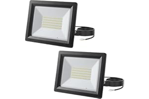 lNGRIKT 50W Led Floodlight Outdoor, Super Bright 5000 LM LED Security Lights, IP65 Waterproof, 6500K Cool White Outdoor Flood Light with 1.5M Wire for Garages Doorways Garden, 2 Pack