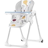 Kinderkraft Yummy Foldable Baby high Chair, 7 Height Levels, Reclining backrest, Adjustable footrest, Double Tray, Easy-Clean