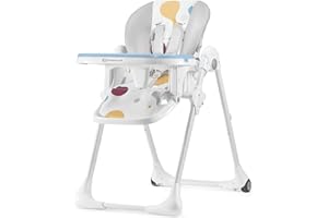 Kinderkraft Yummy Foldable Baby high Chair, 7 Height Levels, Reclining backrest, Adjustable footrest, Double Tray, Easy-Clean eco-Leather Cover, 5-Point Harness, Compact Storage, Multi-Coloured