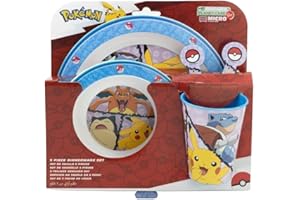 My sweety pop - Kindergeschirr Set - Lunchset - 5-teiliges Set - Teller - Schüssel - Glas - Gabel - Löffel - Pokemon - Junge
