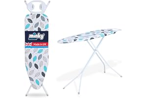Minky Expert Ironing Board | Large 122 x 38 cm Surface | Universal Height Adjustment | Steam-flow Mesh | UK Manufactured