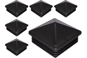 SKIR'CO Tappi quadrati in plastica, 80 x 80 mm, tappi terminali per tubi, recinzioni, inserti per tubi quadrati, colore nero RAL 9005, 6 pezzi