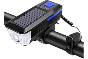 XiaoXIN Ricarica solare/USB Luce per bici Campanello per bicicletta Lampada a clacson Torcia per bici Luce anteriore per bici USB/Alimentato a energia solare Ricaricabile Impermeabile Faro da cicl