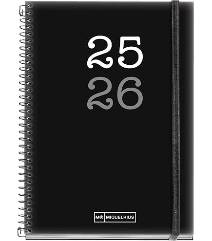 Agenda 2026 Semana Vista Miquelrius - Compacta (80x120 Mm), En Catalán, Inglés Y Portugués, Color Negro