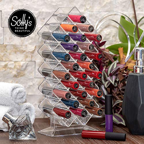 Sollys-SARAH-Rangement--Rouge--Lvres--Tour-de-Rangement-Rouge--Lvres--Rangement-Maquillage-Acrylique