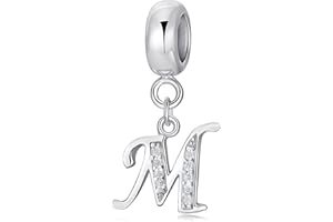 Symretie Colgante de plata 925 para mujeres con letras de la A a la Z, compatible con pulseras y collares de estilo Pandora y europeo. Adecuado para mujeres y niñas.T222