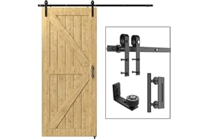 LTIYITL 6.6FT/200CM Sliding Door Hardware Kit, Heavy Duty Sliding Barn Door Kit (Full Set Includes Rails, Hook Plates and Accessories, Door Handle, Floor Rail) is Silent and Easy to Install