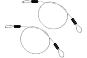 PATIKIL 1/8" Dia Vinyl Coated Stainless Steel Cable with Loops, 2 Pcs 1.6ft (20") Flexible Wire Rope Security Chain Lanyard Lock for Outdoor Stage Lighting Luggage Lock, Transparent