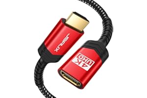 JSAUX HDMI Extension Cable, 1M 4K@60Hz HDR High Speed HDMI 2.0 Extender HDMI Male to Female Lead Support 3D, 18Gbps, ARC, Ethernet Compatible for TV Stick, Roku Fire Stick, Blu-Ray, PS3/PS4 - Red