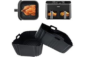 GADITIEK 2 Stück Silikonform Heißluftfritteuse für COSORI Heißluftfritteuse 2 Kammern Airfryer, 8-in-1 Dual Zone Air Fryer XXL 8,5 L, Wiederverwendbares Airfryer Zubehör Silikon Einsätze für COSORI CAF-R901-AE