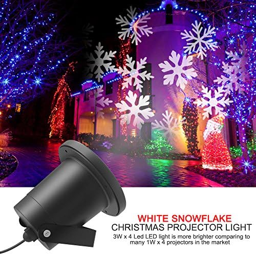 Aliensx Christmas Light Snowflakes Projector IP65 Waterproof White Lamp LED Spotlight Landscape for Indoor Outdoor Decor Stage Irradiation Halloween Wedding Birthday Thanksgiving Valentines Party(White Snowflakes)