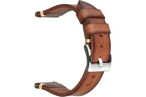 Berfine Retro Handmade Leather Watch Band, Quick Release Vintage Watch Strap