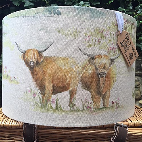 Custom made Voyage Country lampshade any Voyage fabric Moorland Stag Highland Cattle Boxing Hares Hedgehog Fish etc Choice of size