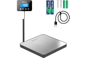 Paketvåg - 200 kg/10 g - Elektronisk paketvåg med håll/tara-funktion - Professionell och industriell våg för post, bagage, mat - Batteri och kabel ingår