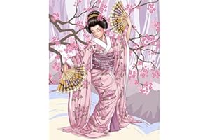 YSCOLOR Diamond Painting Diamant Peinture Danse Geisha Femme Kits Pour Adultes Pleine Perceuse Ronde Résine Strass Broderie Bricolage Décor À La Maison Cadeau 30x40cm