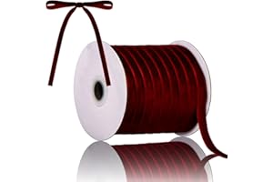 KKSTY Vintage Velvet Ribbon, 1cm Wide, 50 Yard Roll, Single Face, Perfect for Gift Wrapping, Bows, Christmas Wreaths, Garlands, Floral Bouquets, DIY Crafts (Wine Red)
