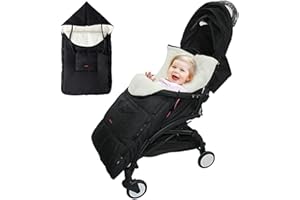 Goldmiky Universelle Chancelière pour Poussette,Chancelière 3en 1 Printemps,Sac de Couchage Bébé,Housse de Pied Hiver Chaud Nids d'ange Velours Epais Couverture Anti-vent Etanche Confortable (Noir)