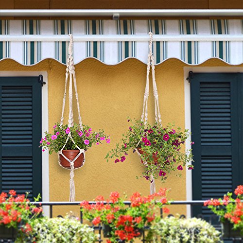 eBoot Pflanzenhänger Indoor Outdoor Baumwolle Seil Pflanzen Aufhänger Blumentopf Pflanzen Halter 41,3 Zoll, 4 Beine, 2 Stück - 2