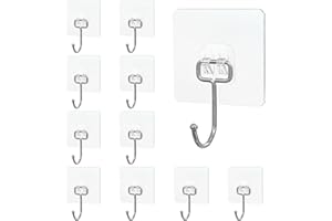 Minfuerang Ganci Adesivi, Appendiabiti da Parete,Gancetti Adesivi Senza Chiodi,Impermeabili,Ganci da Parete per Bagno,Cucina,Soffitto,Camera da Letto (10 Pezzi Trasparenti)