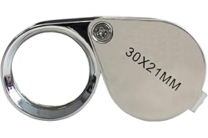 DIGIFLEX Lupa de Joyero Cristal de 21 mm - 30 Aumentos - Joyería Antigüedades Lente Sellos Relojero - Lupa de Bolsillo de Gran Aumento Portatil - Ideal para Relojero, Conocedor de Monedas y Sellos