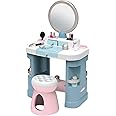 SMOBY BEAUTY CENTRE DRESSING TABLE - Adjustable mirror, stool. 15 pieces pretend makeup, tiara, hair play tools - perfect for creative play - educational interactive gift for children aged 3 4 5 6 7
